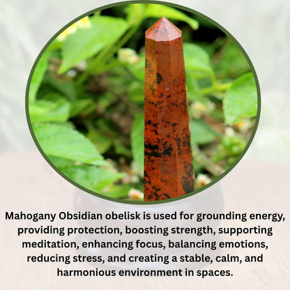 Jet Natural Mahogany Obsidian Crystal Obelisk – 3-3.5 Inch Polished Tower for Grounding, Protection & Healing Energy – Spiritual Decor for Meditation, Chakra Balancing & Crystal Grids
