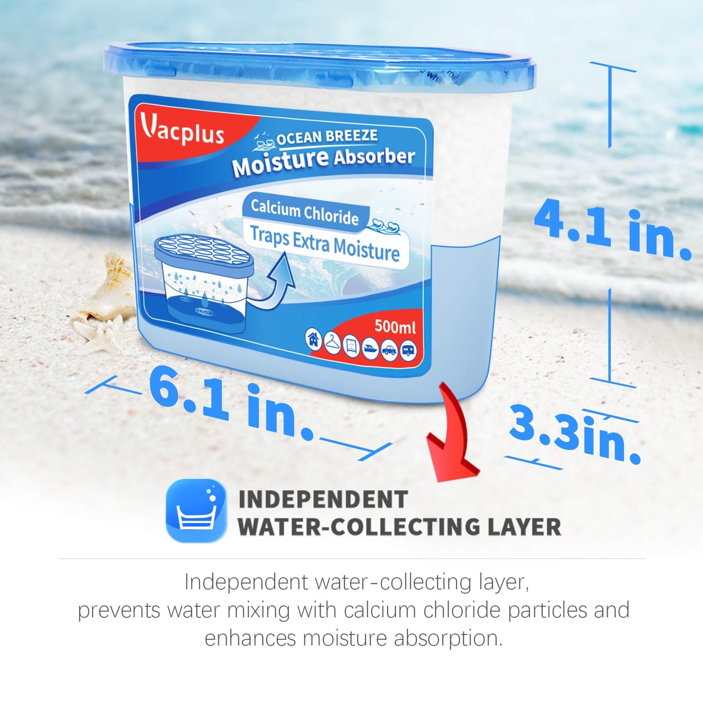 Vacplus Moisture Absorbers 12 Pack, 10.5 Oz, Humidity Absorber Boxes Attracts Extra Moisture from Your Bathroom, Closet, Kitchen, Dehumidifier for Closet (Ocean Scent), Light blue