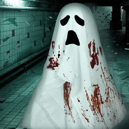 Waline Halloween Spooky Scary Cloth 41.6 x 7.2 Ft - White Gauze Fabric Decorations for Haunted House, Indoor/Outdoor Doorways & Entryways - Creepy Fabric Party Supplies