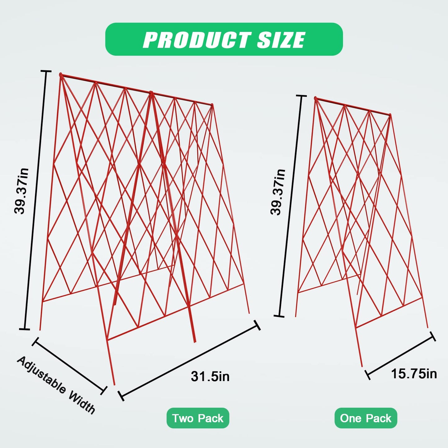 DoCred Red A-Frame Metal Garden Trellis, 2 Pack, PVC-Coated Steel, Perfect for Cucumbers, Squash, Peas, Flowering Vines