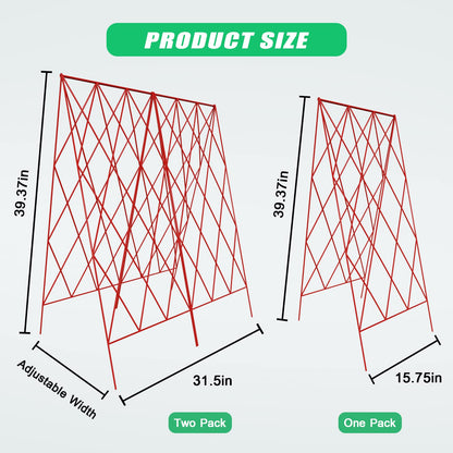 DoCred Red A-Frame Metal Garden Trellis, 2 Pack, PVC-Coated Steel, Perfect for Cucumbers, Squash, Peas, Flowering Vines