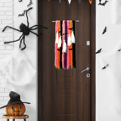 FYSUIMU Halloween Decorations Ghost Wall Hanging Cute Ghost Bat Woven Flag Banner for Wall Home Indoor Outdoor Party Supplies Spooky Season Decor