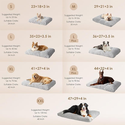 EHEYCIGA Washable Medium Dog Bed for Crate 29x21 Inch, Kennel Pad for Dogs Up to 35 lbs, Plush and Comfy Pet Sleeping Mat, Grey