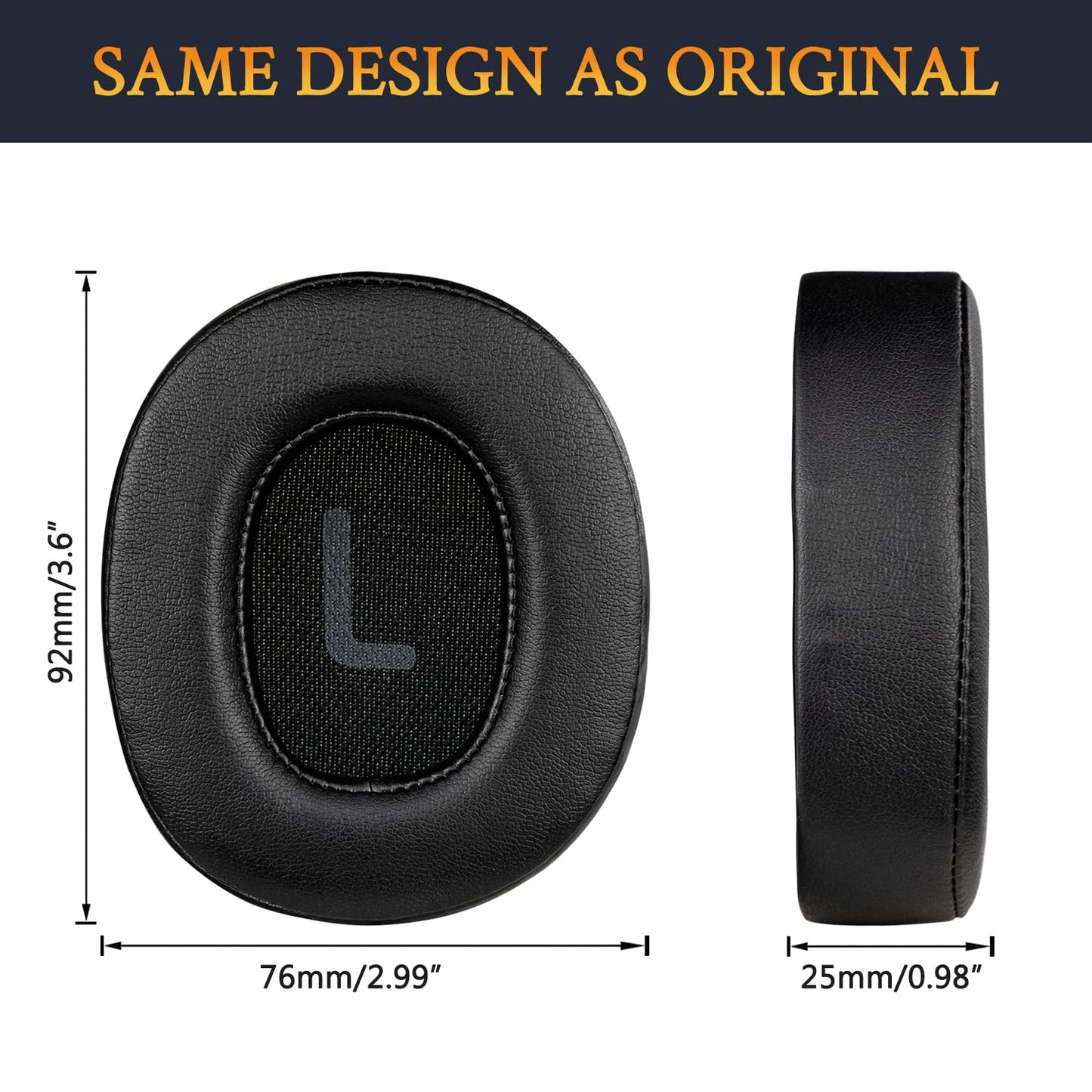SOULWIT Earpads Replacement for JBL Tune 700BT, 710BT, 720BT, 750BTNC, 760NC, 770NC Wireless Over-Ear Headphones, Ear Pads Cushions with Soft Protein Leather and High-Density Foam - Black
