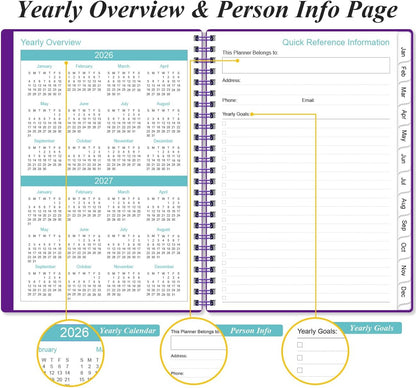 2026 Appointment Book & Planner - Hourly Planner from January 2026 - December 2026, Weekly Appointment Book 2026 with 30-Minute Interval, 6.4" x 8.5", Purple