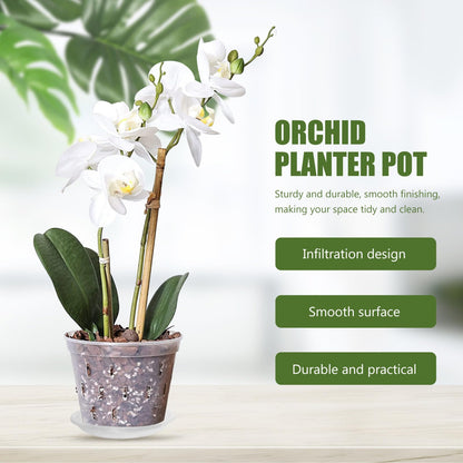 Toddmomy Slotted Orchid Pot with Tray 7.20X7.20X5.94In Clear Plastic Flower Pot for Indoor Gardening and Nursery Plants with Ventilation Holes