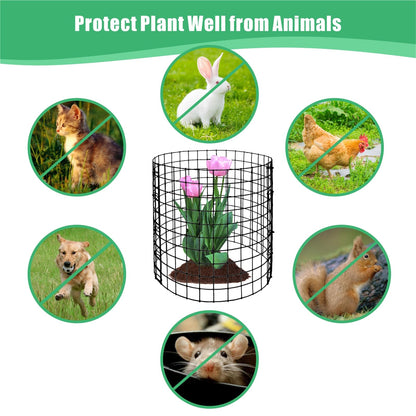 Eunika 18 Pcs Round Plant Protector from Animals, 6 Pack 12" x 12" Metal Mesh to Keep Animals Out Wire Plant Protectors for Rabbits Chicken Bunny Barricades for Garden Vegetable Flowers Protection
