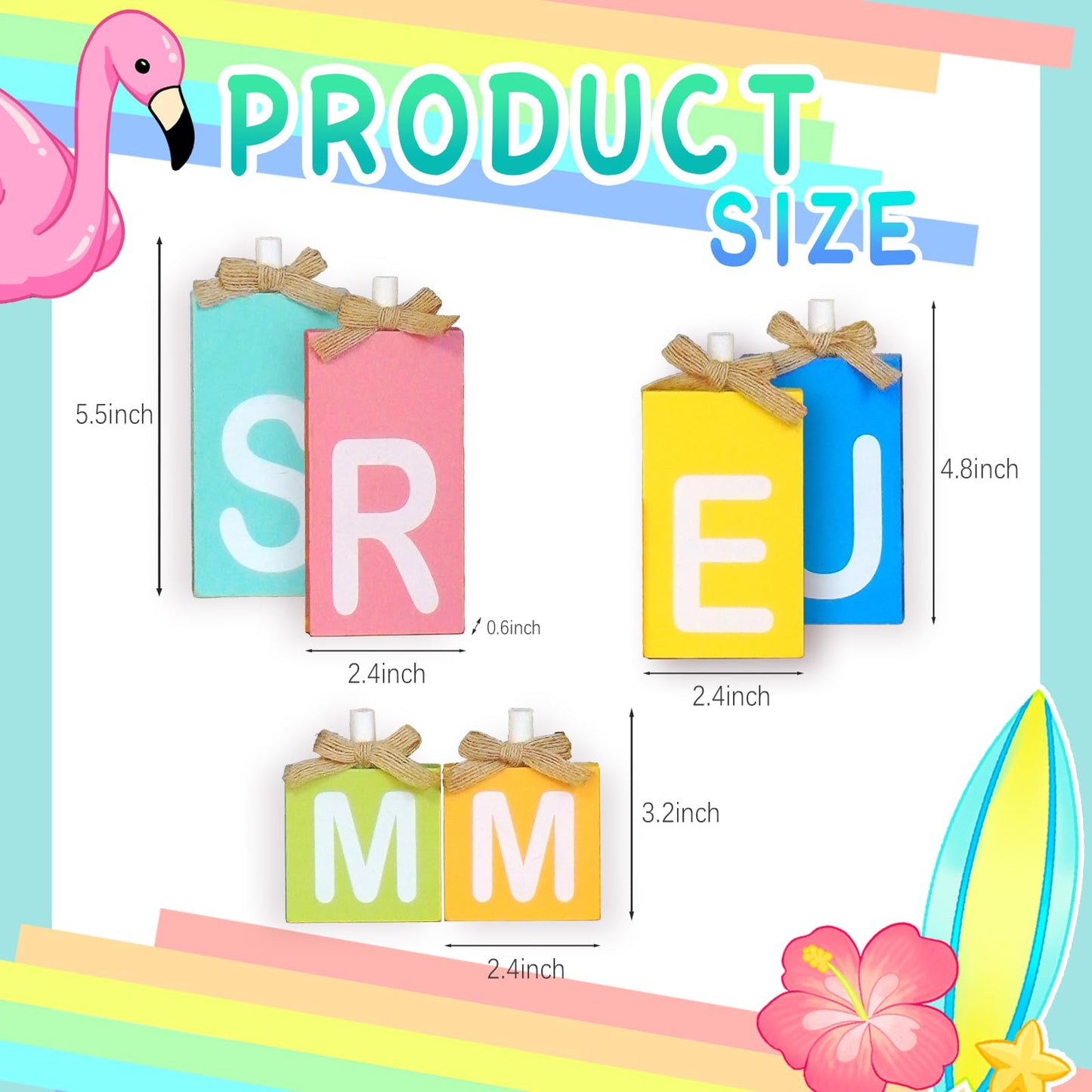 NYUWOAURC Summer Decorations for Home,6 Pcs Wooden Signs Letter Blocks,Rustic Farmhouse Summer Table Decoration Indoor,Double Sides Seasonal Decor Party Centerpiece For Tiered Tray Tabletop Shelf Desk Mantel