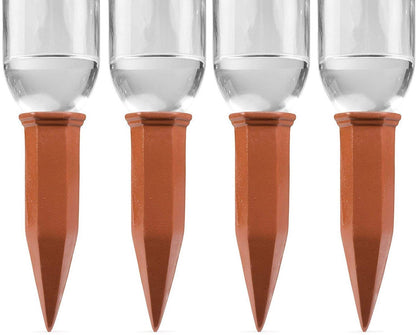 Modern Innovations Ceramic Terracotta Self Watering Spikes (4 Pack) Vacation Automatic Plant Waterer Devices, Indoor/Outdoor Planter Insert, Terra-Cotta Stakes for Potted Plants, Auto-Water System