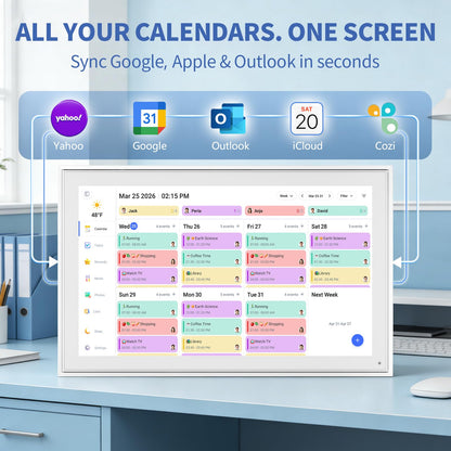 LiviNGPAi 21.5" Digital Calendar & Chore Chart, 1080P Full HD Touchscreen Smart Family Planner with WiFi Sync, Digital Wall Calendar for Home and Office