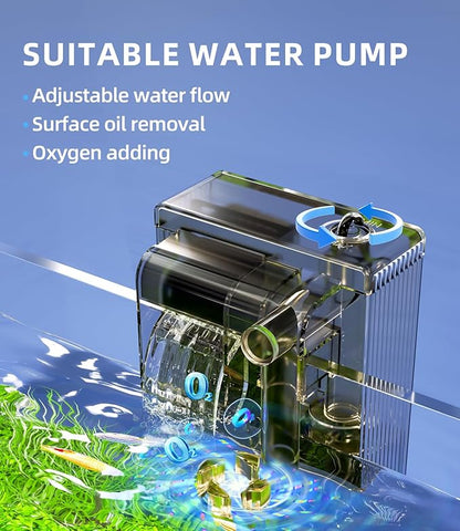 3 Gallon Fish Tank Aquarium Kit with Filter, Heater, LED Light with Timer, Siphon Vacuum Cleaner, Lid, Self-Cleaning Glass Rimless Betta Tank