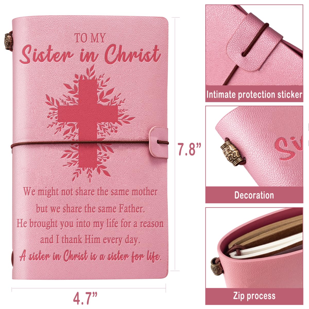 Filten Christian Gifts for Women, Sisters in Christ Gifts for Women Leather Notebook Journal Christian Sister Gifts from Sister Religious Gifts Faith Gifts Friendship Faith Gifts