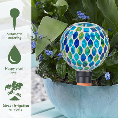 Chonsun Plant Watering Globes Mosaic Self Watering Planter Insert 2 Pack Large Terracotta Watering Spikes Automatic Waterer Device Outdoor Indoor Flower Pots Decorations