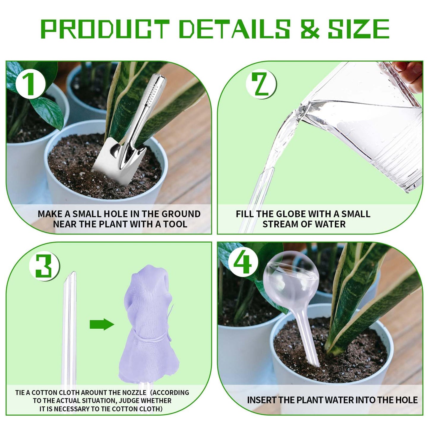 10 Pcs Plant Watering Globes,Clear Small Self-Watering Globes for Indoor&Outdoor Plants,Automatic Plant Waterer Bulbs for Daily Use,Plant Watering Devices,Garden Waterer for Flower,Vacation Plant Care