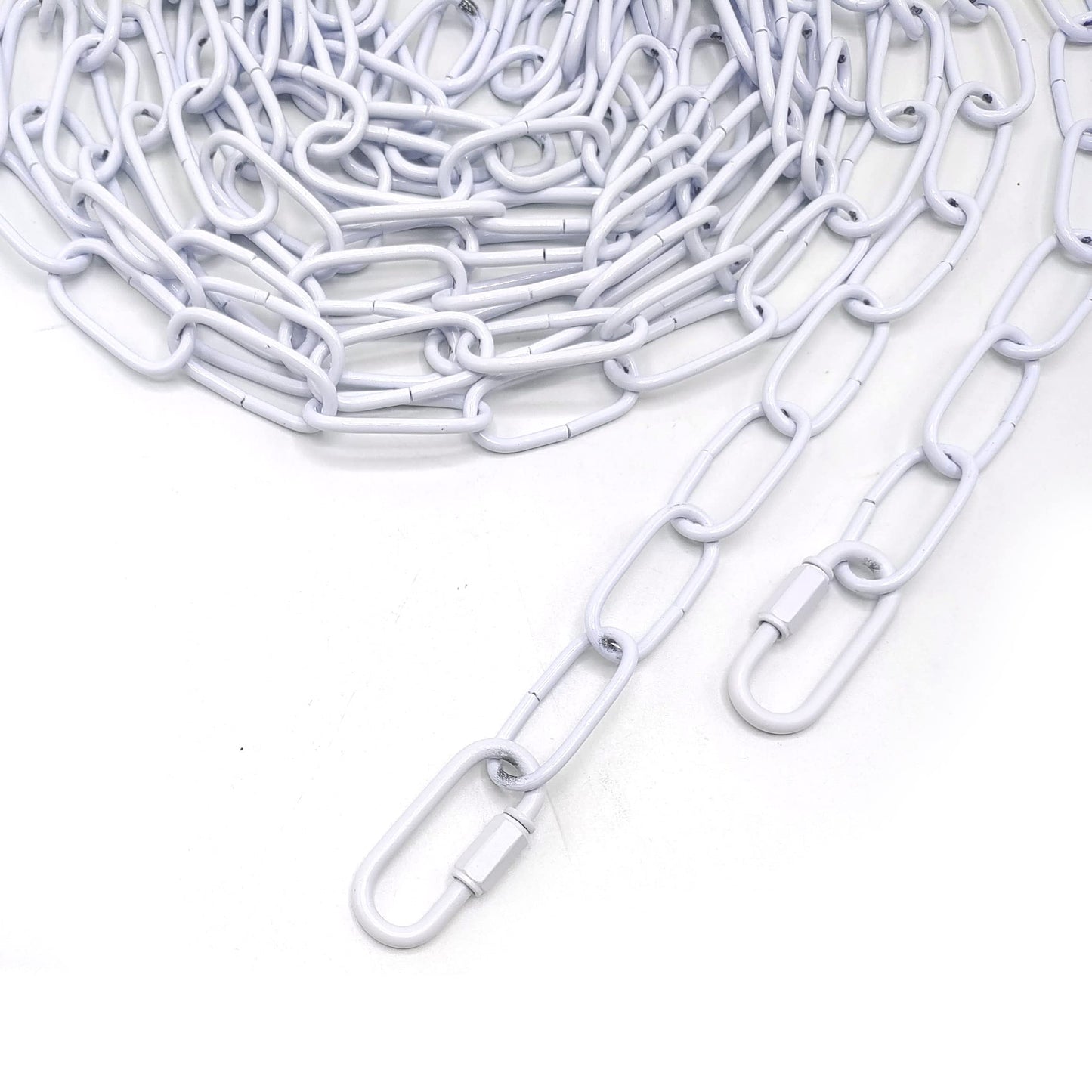 ECUDIS 20 Feet Pendant Light Fixture Chain, Lighting Hanging Chain Extension with Connection Locks, Lighting Chain Replacement for Chandelier, Plants, Fruit Basket (White)