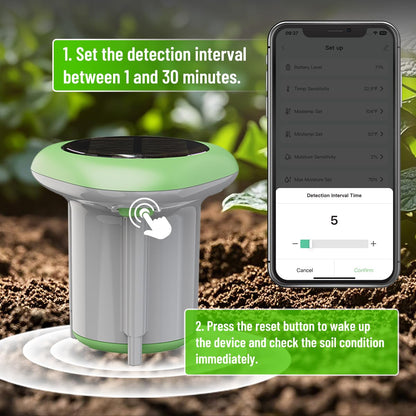 Smart 3-in-1 Soil Moisture/Temperature/Fertility Meter for Plant, Soil Test Kit for Garden/Farming/Lawn, GreenVation Digital Soil Sensor with Tuya/Smart Life APP Push Notification