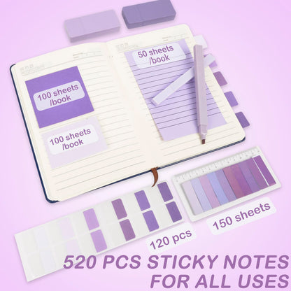 ChezAbbey 47Pcs Aesthetic School Supplies with Pencil Pouch - Cute College Essentials Set, Big Capacity Pen Case, Pastel Highlighters, Bible Study Journaling Stationary Kit (Purple)