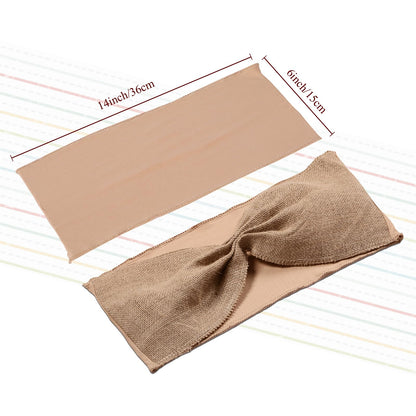 Newwiee 48 Pcs Burlap Stretch Chair Sashes Linen Spandex Bow Chair Bands Ties Dining for Rustic Wedding Dining Banquet Event Party Favor Ceremony Decoration (Pure Brown)