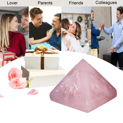 Hguxmcu Rose Quartz Pyramid, Natural Stone, Great Gift for Home, Office & Spiritual use. Ideal for Meditation, Reiki, Chakra Balancing & Energy Enhancement.