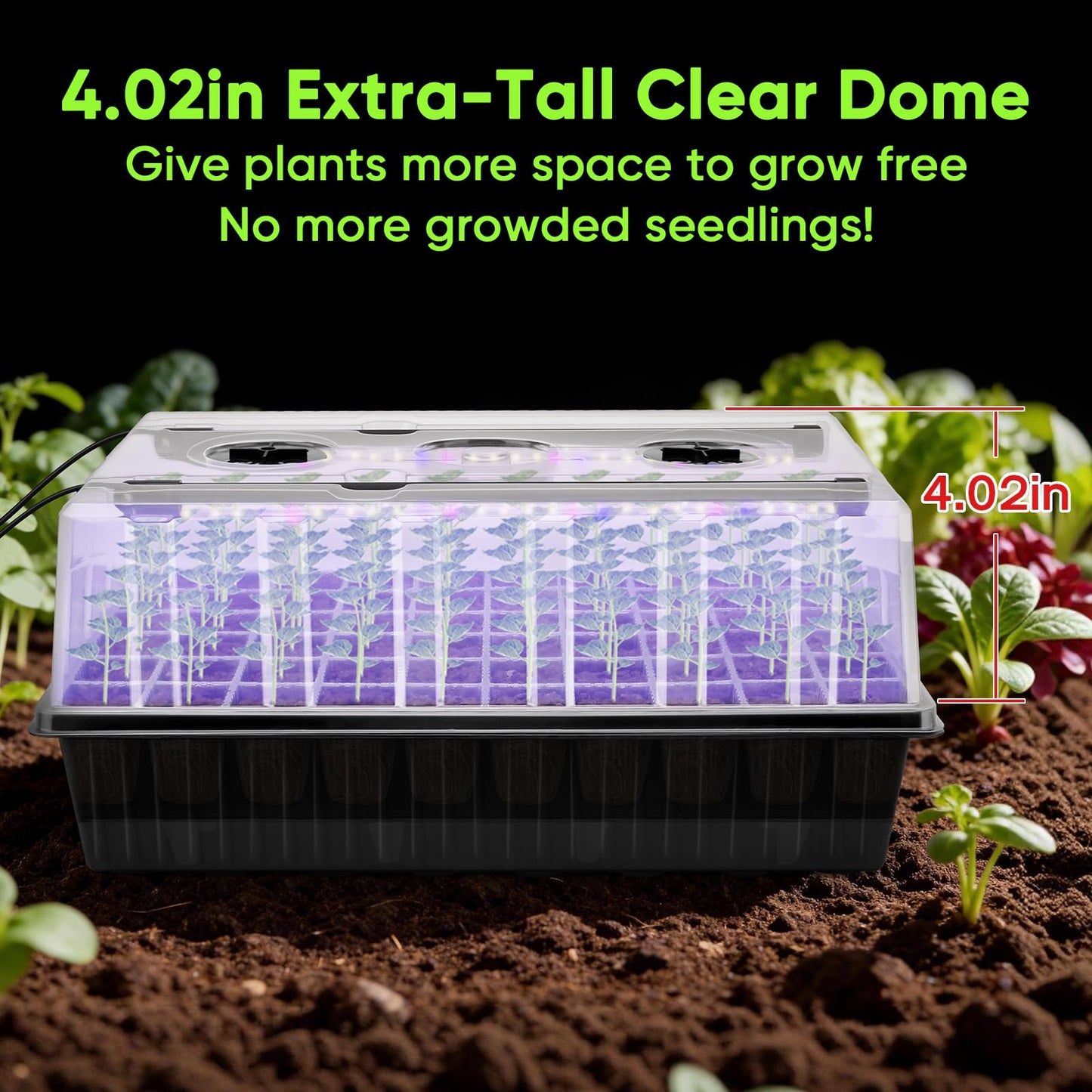 BlumWay 120-Cell Self-Watering Seed Starter Tray with Grow Light, 1-24H Timer, Seed Starter Kit with 4.02" Humidity Dome, Seedling Tray for Indoor Plant Starter, Plant Germination Trays-Black