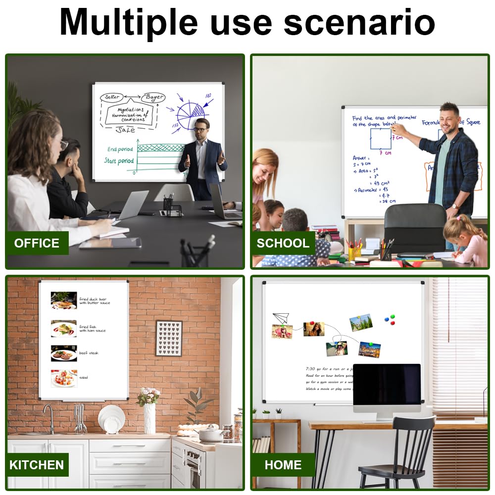 XBoard Porcelain Magnetic Dry Erase Board 36 x 24 Inch, Porcelain Whiteboard with Aluminium Frame & Marker Tray 3' x 2' | Wall Mounted Magnetic White Board for Home School Office