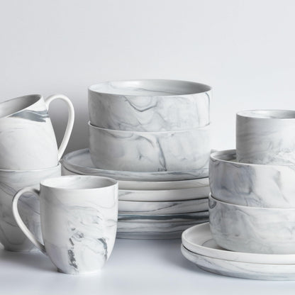 Stone Lain Brighton 16-Piece Dinnerware Set Porcelain, Gray