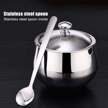 LIZEALUCKY Seasoning Box, Spice jar for Seasoning Rack, Condiment Bottle for Storage Container, 304 Stainless Steel jar with lid and Spoon