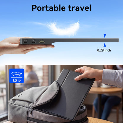 ZefcS 15.6 Inch Portable Monitor FHD 1080P IPS Display with USB C and HDMI Ultra Slim Travel Screen Extender for Laptop and Gaming