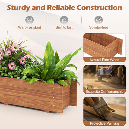 S AFSTAR Raised Garden Bed, 44" x 11" x 10" Wood Rectangle Planter Box with Drainage Holes, Water-Resistant Paint, Decorative Window Box, Outdoor Garden Bed for Fruit Vegetable Flower Herb, Orange