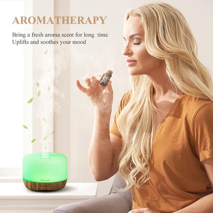 Aromatherapy Essential Oil Diffuser for Room: Air Humidifier Aroma Scent Cool Mist Diffuser Colorful Lights Wood Cute Small Large Auto Off Ultrasonic Diffusers for Home Bedroom (300ml)