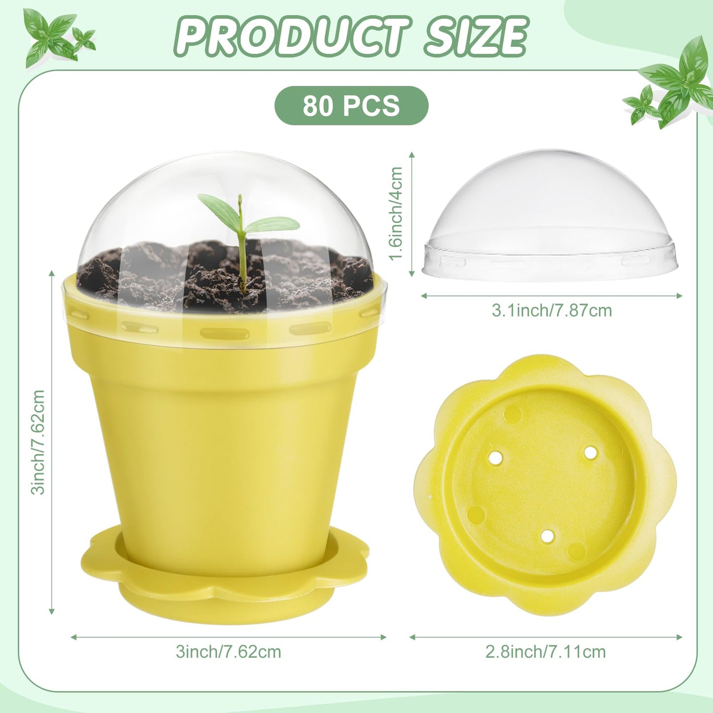 Domensi 80 Pcs 3" Cupcake Plant Nursery Pots with Humidity Dome and Saucer Small Plastic Gardening Pot Plant Containers Cups Seedling Planter Seed Starter Pots for Flower Succulent Indoor (Multicolor)