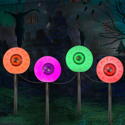 Halloween Outdoor Pathway Lights with 4 Spooky Pumpkins, 7Ft Outdoor Halloween Pumpkin Stake Lights with C7 LED Bulbs,for Party Garden Lawn Driveway Decor