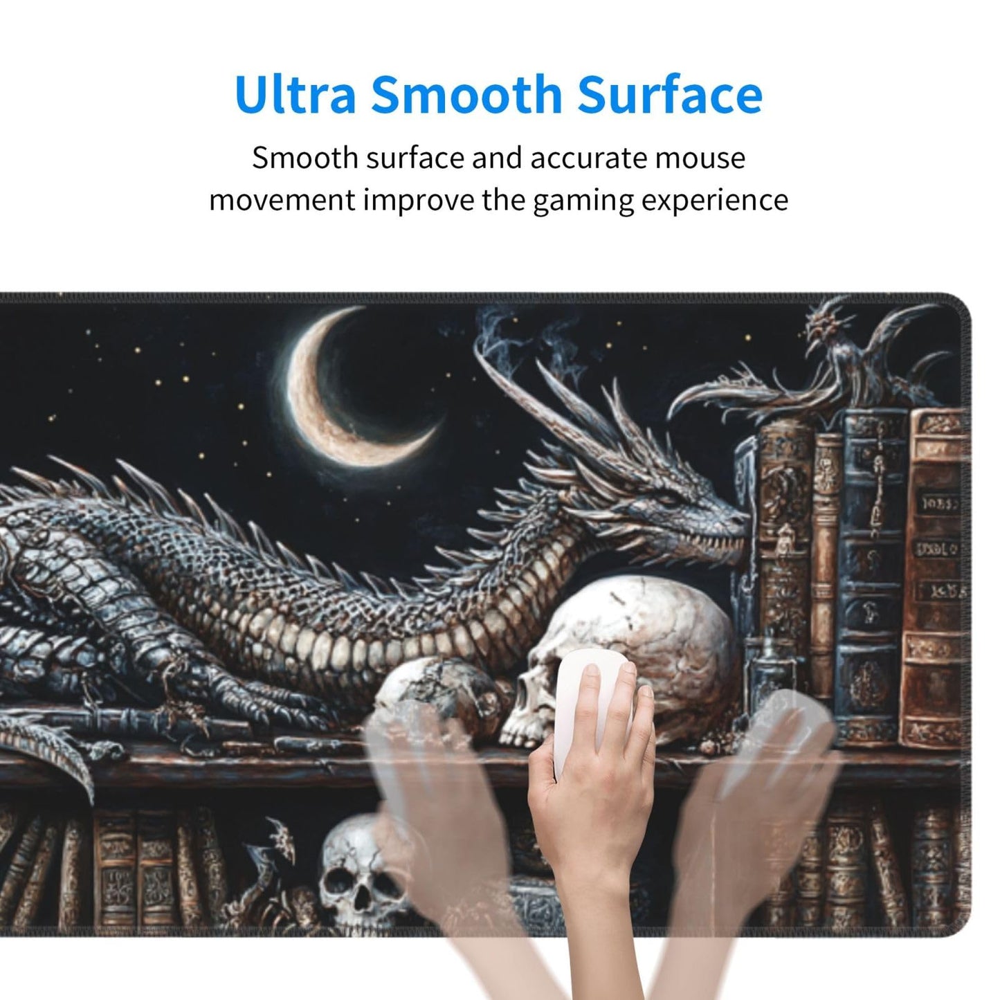 Mystical Dragon Mouse Pad 31.5 X 11.8 Inch Big Desk Rubber Base Stitched Edges Keyboard Pad XXL Mouse Mat for Home Game and Office