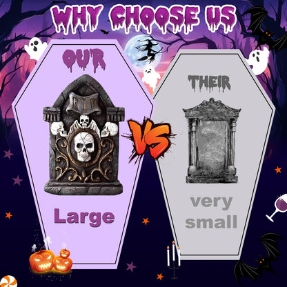 17inch Halloween Tombstones Decorations 5PCS Halloween Graveyard Decoration Outdoor, Plastic Halloween Gravestones Headstone Yard Signs