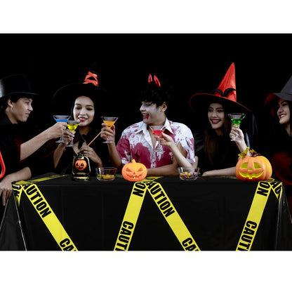 Irenare 3 Pcs Halloween Construction Birthday Party Supplies Disposable Plastic Caution Tape Construction Table Cloth Dump Truck Themed Table Cover Decoration for Halloween 54 x 108 in (Black)