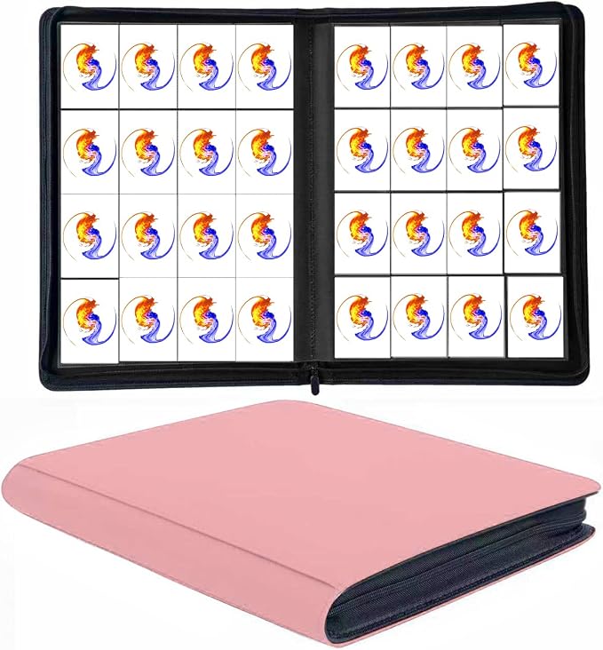 Trading Card Binder 16 Pocket, 1664 Pockets Ringless PU Cover Card Collection Binder, Double Sided Card Binder Collector Album, Card Folder for MTG, TCG, Sports Cards, Game Card (Pink, 16Pockets)