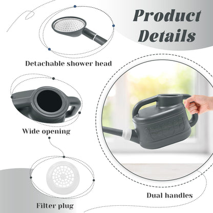1 Gallon Watering Can, Garden Watering Can Outdoor, Plant Water Can with Removable Long Spout and Stainless Steel Sprinkler Head, Plastic Indoor Watering Cans for Gardening Flower Plants