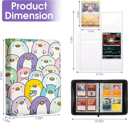 4-Pocket Card Binder with 50 Removable Pages, Holds 400 Cards | Fits trading, sports, gaming and collectible cards. Great for boys and girls to organize and protect collections(Penguin)