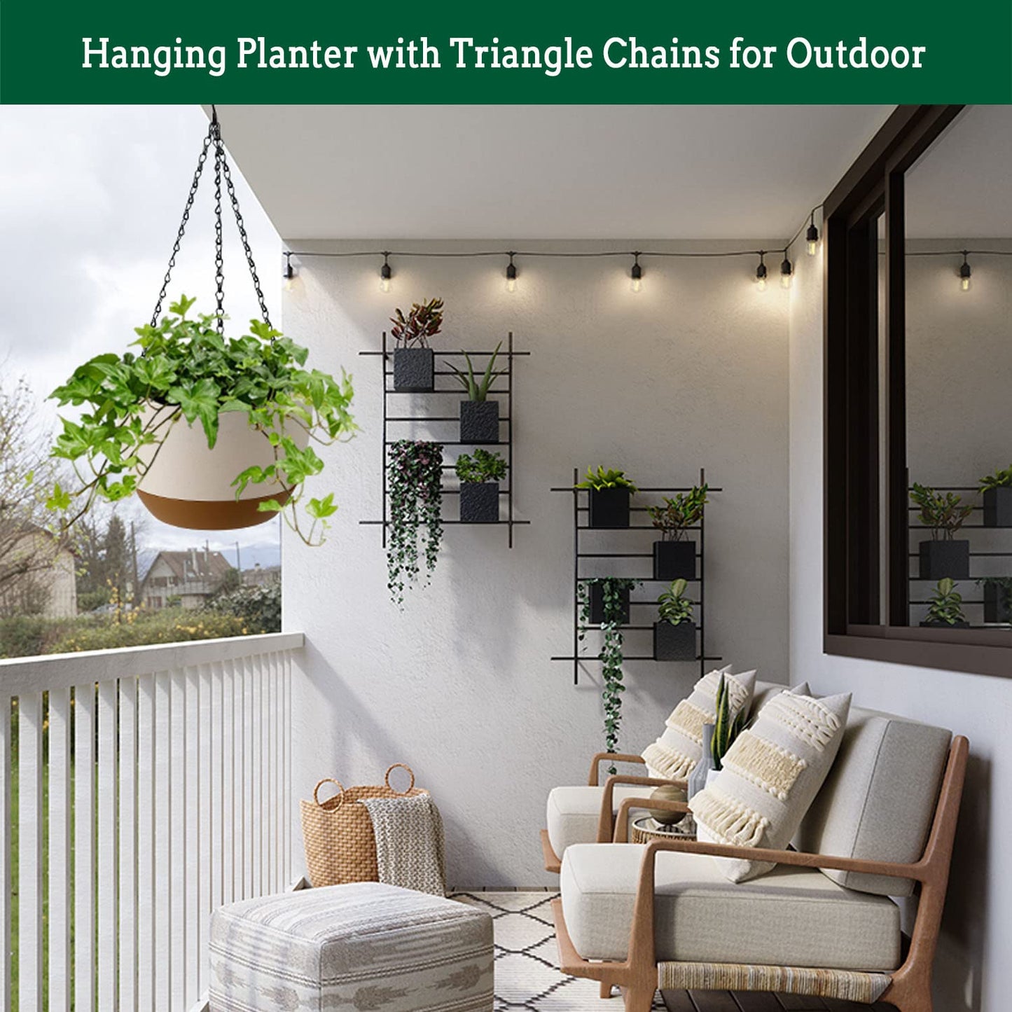 Koalaime Hanging Planters for Indoor Plants, 2 Pack 10 Inch Self Watering Pots with Macrame Plant Hanger, Hanging Baskets Holder for Outdoor Garden Home Ceiling Window Decor