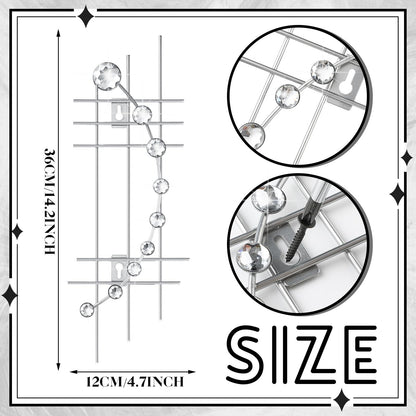 Lingvee 4 Pcs Sliver Metal Rhinestones Wall Decor 3D Silver Jeweled Art Bling Crystal Home Decorative Metal Wall Art for Living Room