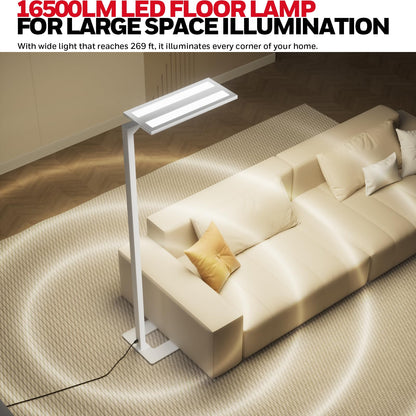 Honeywell 16500LM LED Floor Lamp - 06E Ultra Sunturalux Eye Caring 4000K Natural Daylight Modern Tall Reading Lamp, 160W Dual Light Source Dimmable Standing Light for Home Office Living Room Bedroom