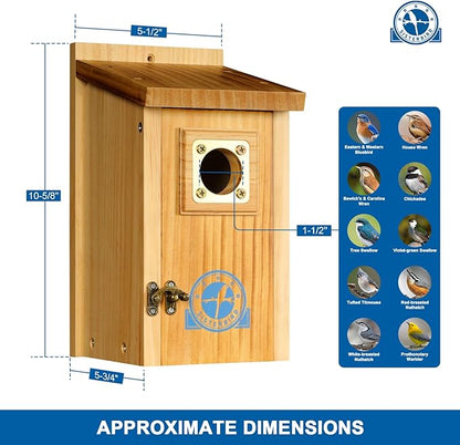 SISTERBIRD Pack of 2 Premium Bluebird Houses for Outside, Assembled Bird House Gift, Garden Decoration Bluebird House, Copper Predator Guard, Easy to Clean Bird Nesting