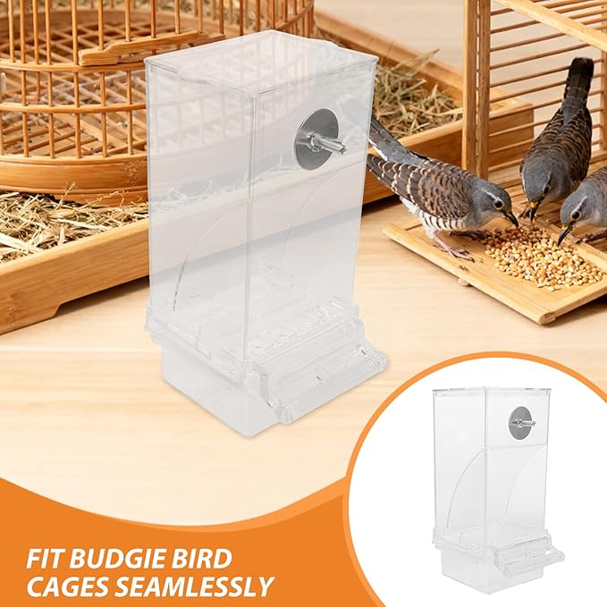 Milisten Bird Feeder Automatic No-Mess Parrot Seed Dispenser with Shell Separation for Small to Medium Birds Cage Use