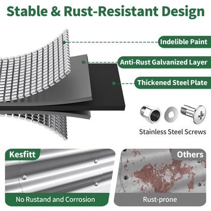 Kesfitt Raised Garden Bed, 4x2x1 FT Galvanized Steel Metal Raised Garden Bed, Oval Open-Bottom Design, 12-Inch Deep for Outdoor Vegetable & Herb Gardening, Silver