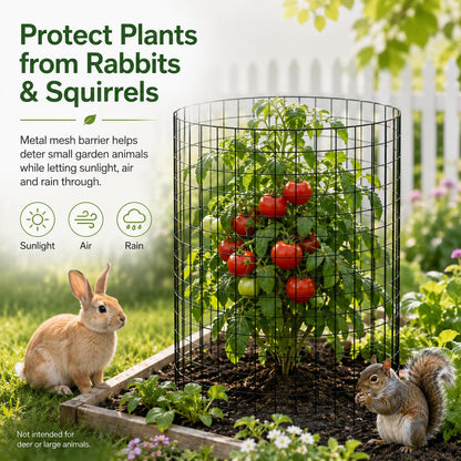 30Pcs Plant Protector from Animals, 10 Pack Metal Wire Plant Cages for Garden, 13" H x 16" D Plant Protection Cage with Ground Stakes for Tomatoes, Vegetables, Flowers Rabbit & Squirrel Barrier