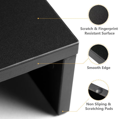 TAVR Dual Monitor Stand Riser Office Desktop Organizer Stand for 2 Monitors, Adjustable Length and Angle 3 Shelf, Extra Long Multifunctional Stand up to 43.3" fit Computer, Laptop, TV, Black