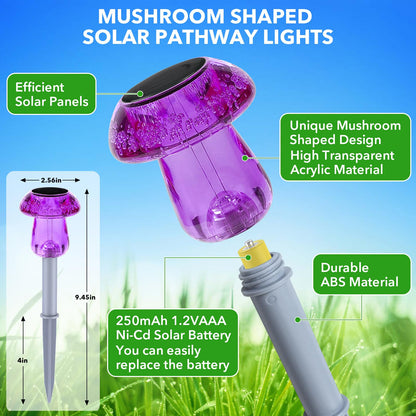 Solar Lights Outdoor, 8 Pack Mushroom Lights Outside Waterproof, Solar Powered LED Lighting for Garden, Yard, Landscape, Path, Pathway, Lawn, Walkway, Driveway, Backyard Halloween Decor (Purple)