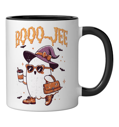 Halloween Ghost Witch Boojee Bougie Costume Women Girls Kids Ceramic Mug, Black/White