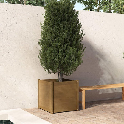 Teravane Garden Planter Honey Brown Solid Pine Wood Large Square Outdoor Flower pots for Vegetables and Succulents Rustic Decorative Raised Bed for Garden and Patio