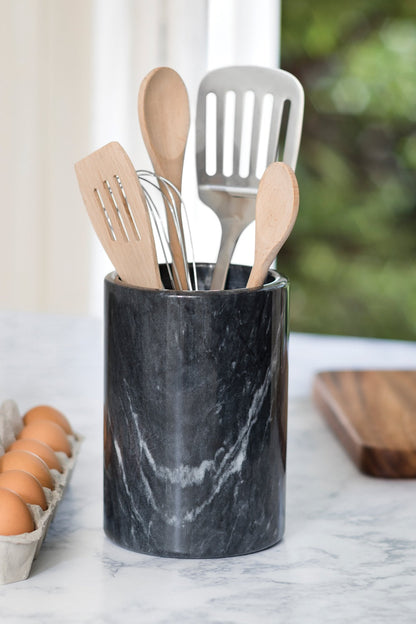 Fox Run Marble Wine Bottle Holder and Utensil Crock, Black